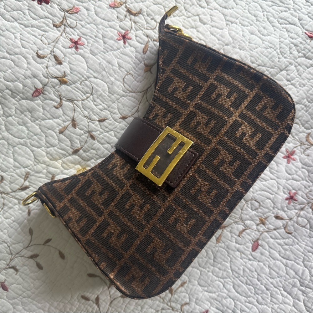 Brown and Gold Clutch with coin bag